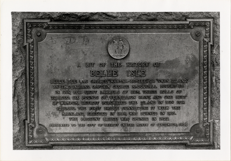 History of Belle Isle plaque