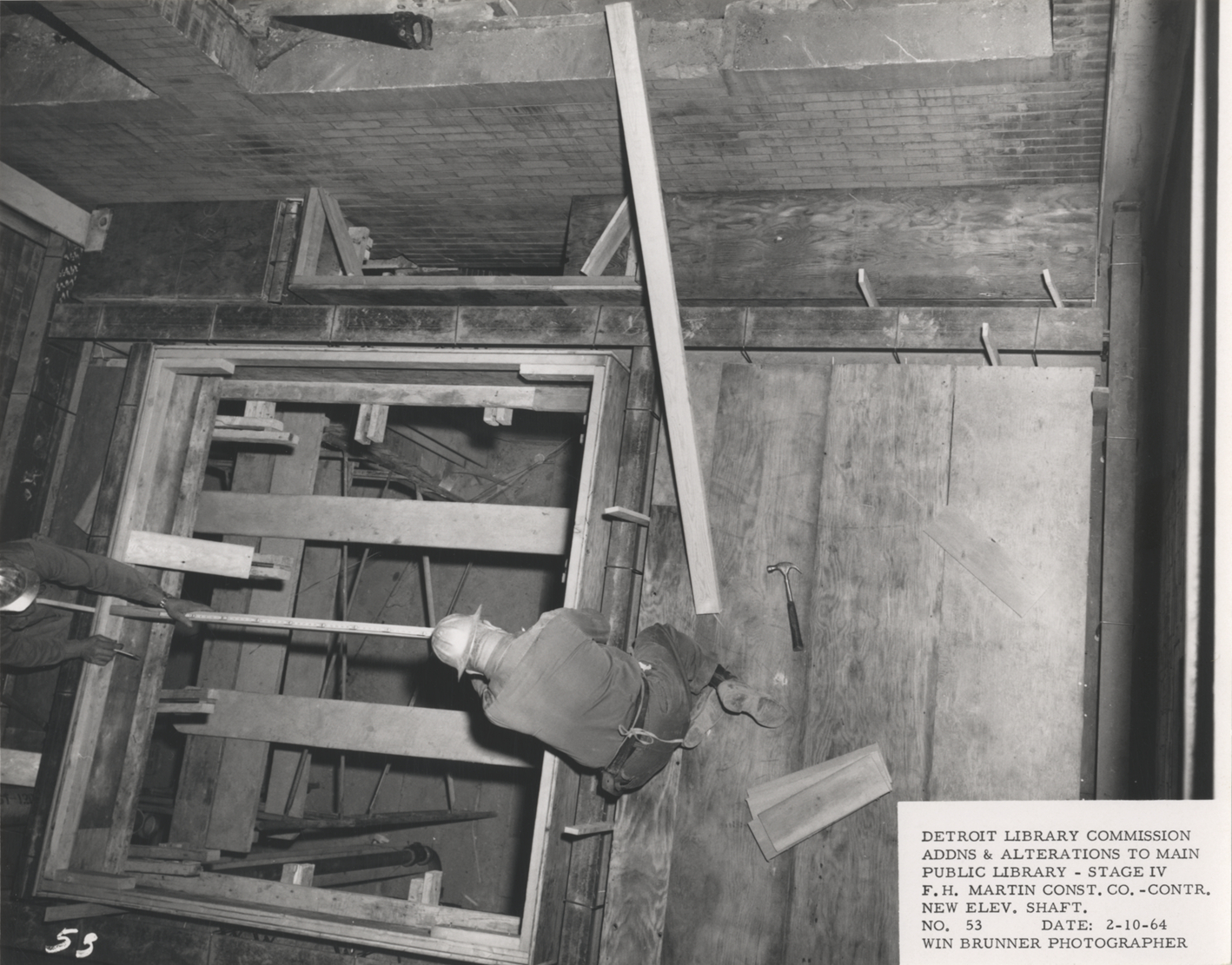 Elevator shaft at Main Library under construction