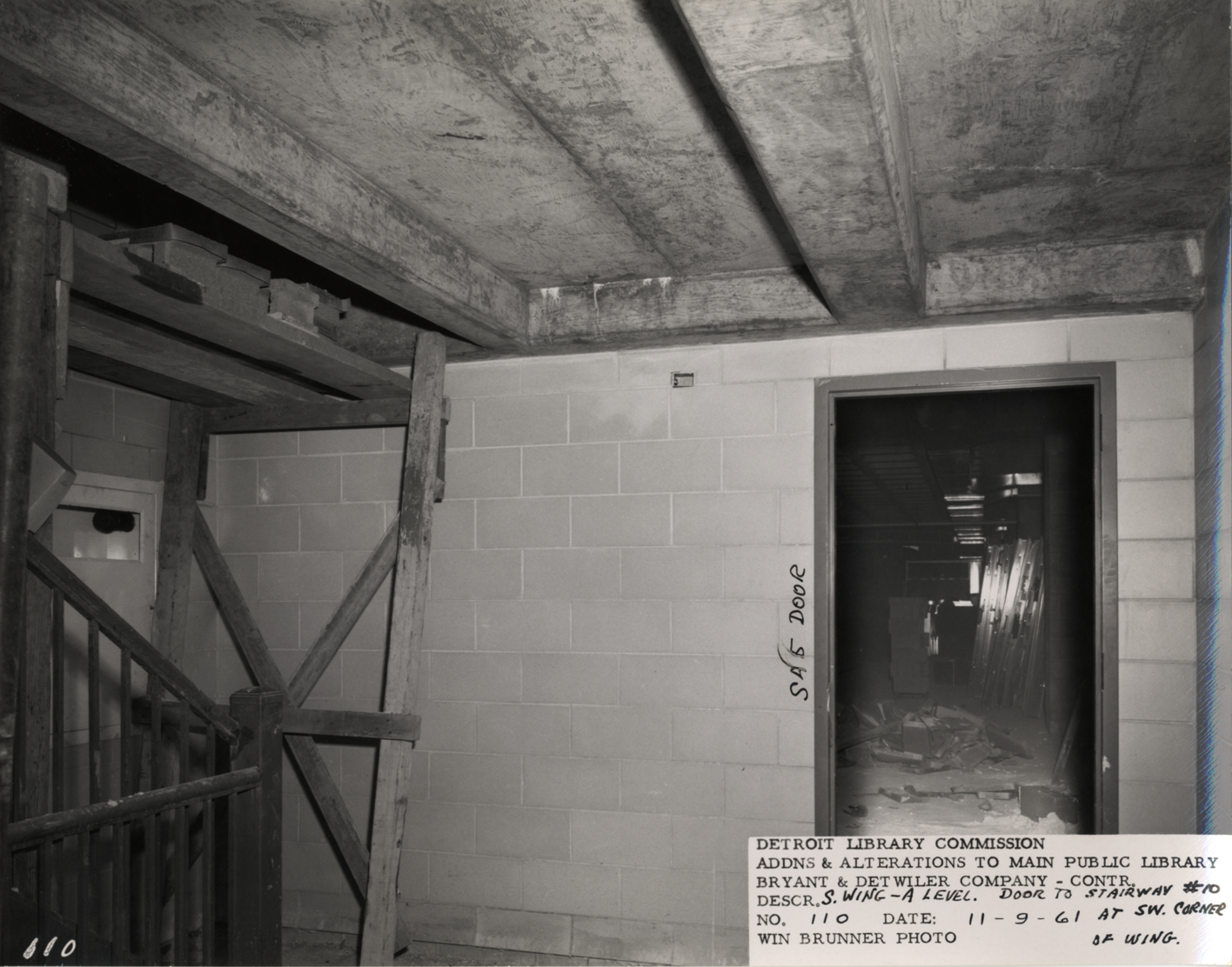 Door to stairway #10 in South Wing, Main Library
