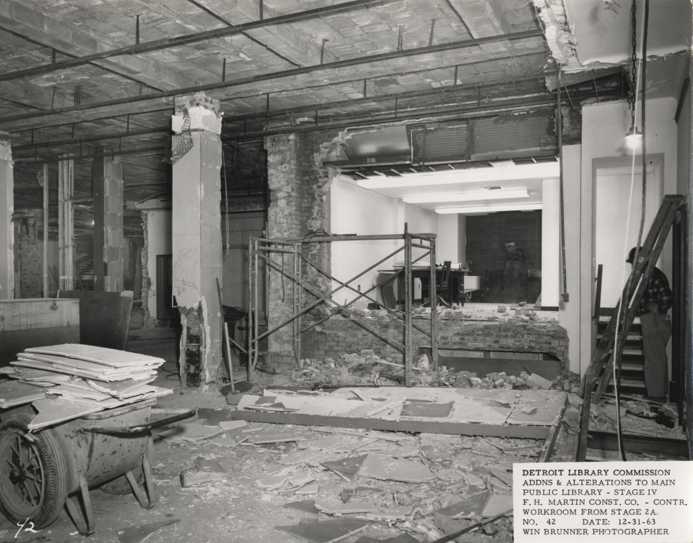 Workroom in Main Library during construction