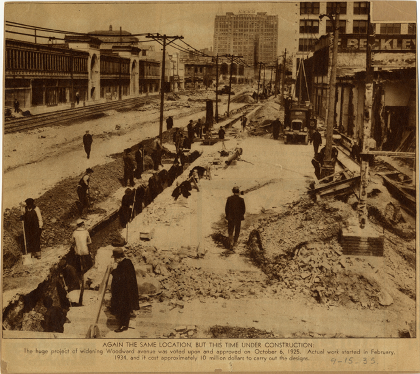 Construction on Woodward Avenue