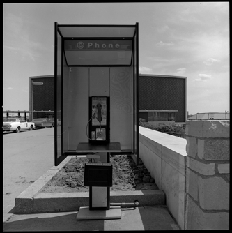Phone booth in front of Ford Auditorium