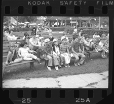Children sitting on park benches, Bob-Lo Amusement Park