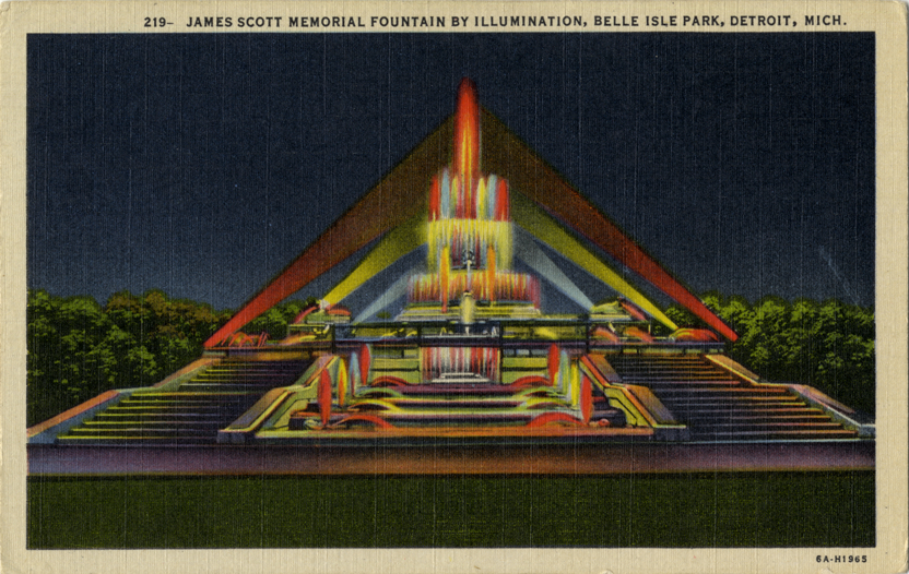 James Scott Memorial Fountain at night