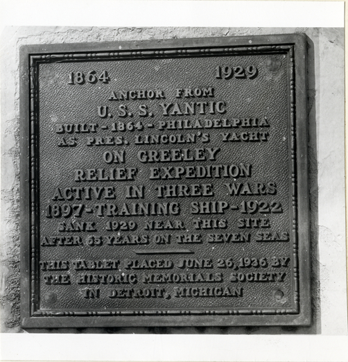 Plaque on anchor from U.S.S. Yantic