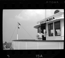 Captain exiting pilot house on Bob-Lo ferry "Columbia"