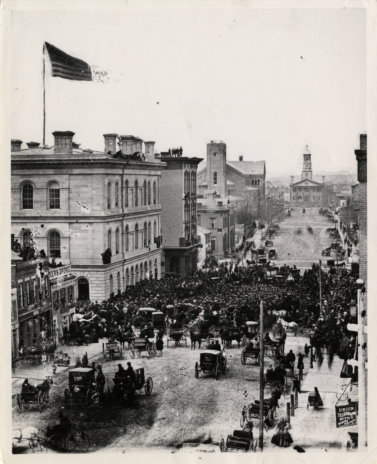Crowd gathers at U.S. Post Office