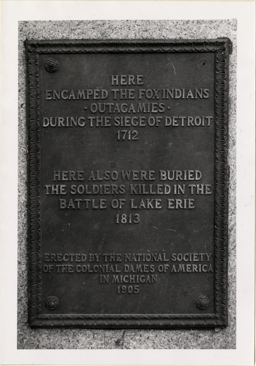 Plaque marking site of the Fox Indian encampment