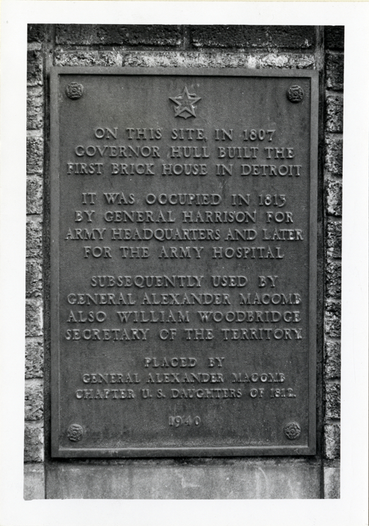 First brick house in Detroit plaque
