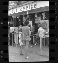 Visitors waiting in line at ticket office for Bob-Lo ferry