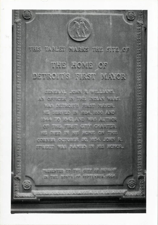 Plaque marking site of the home of John R. Williams
