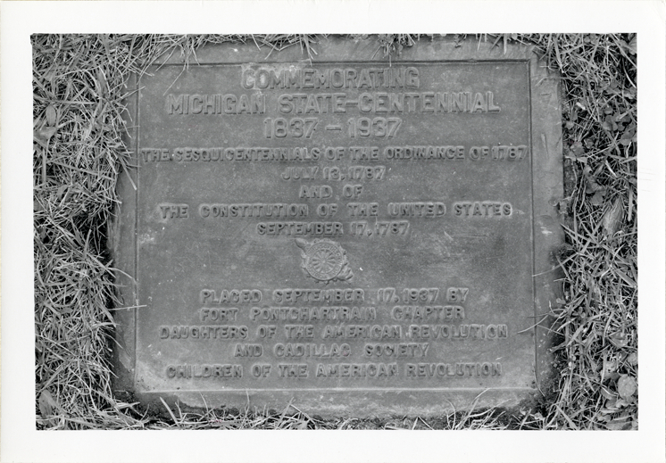 Plaque for Michigan State Centennial tree, Belle Isle