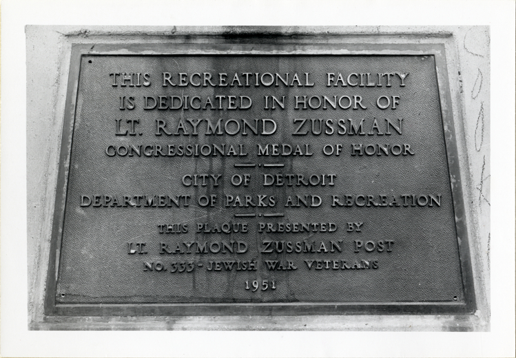 Plaque for Raymond Zussman flagpole