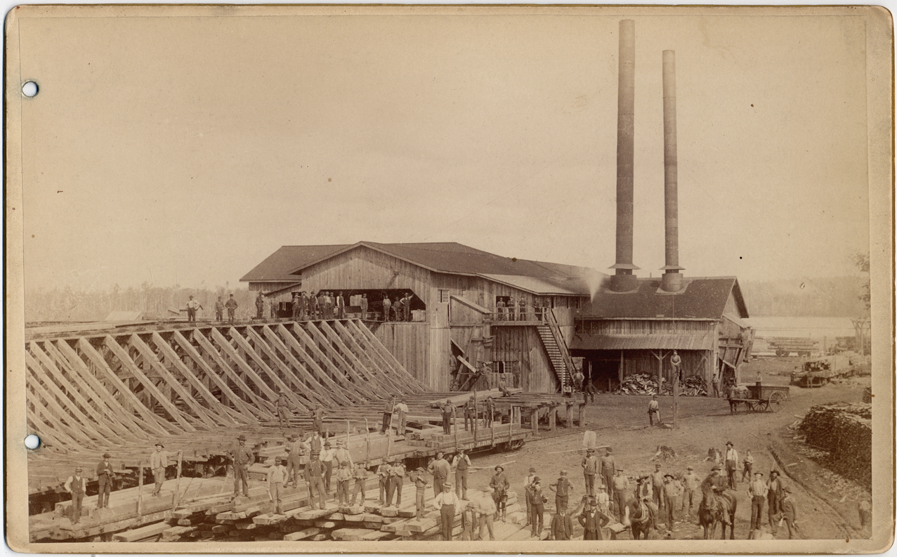 Sawmill workers in front of Butters & Peters mill