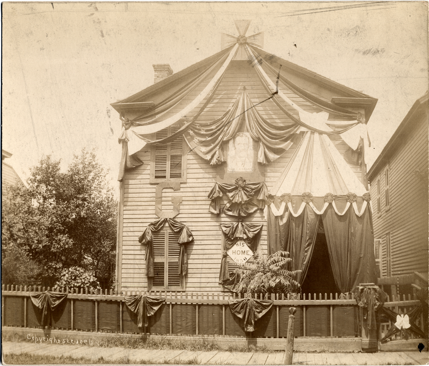 Ulysses S. Grant house decorated in mourning