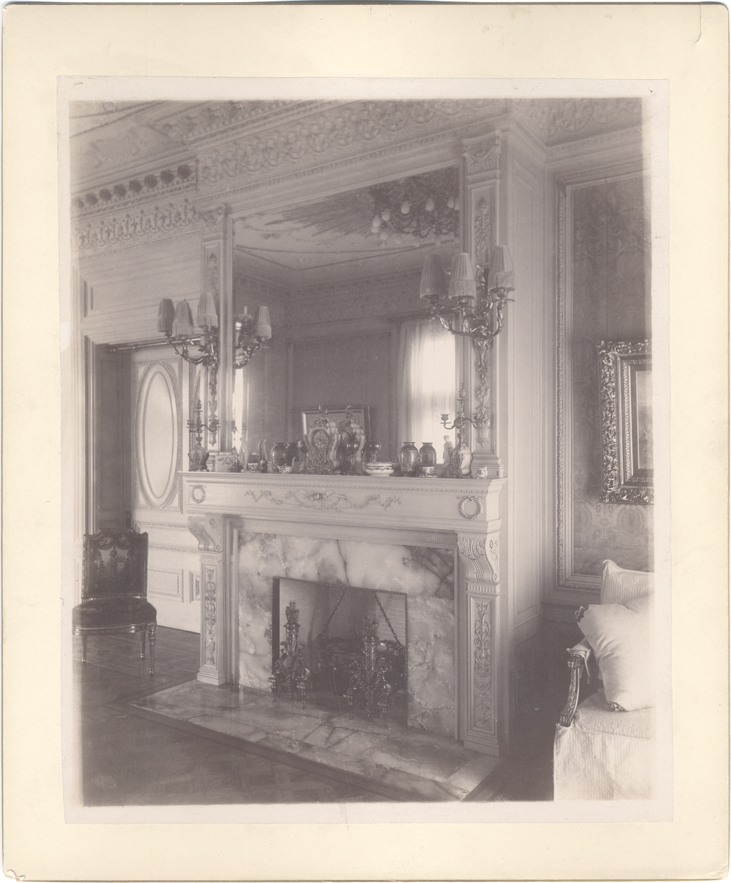 Sitting room fireplace in Col. Frank J. Hecker residence