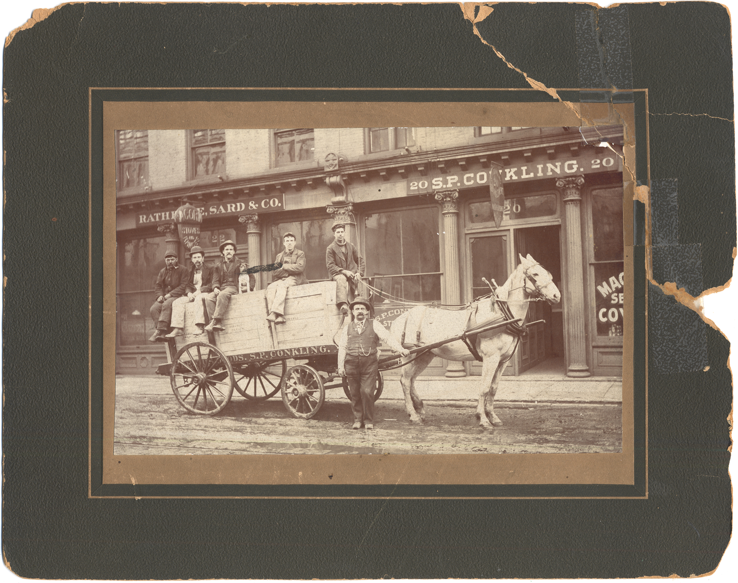 Samuel P. Conkling and workmen in front of his shop