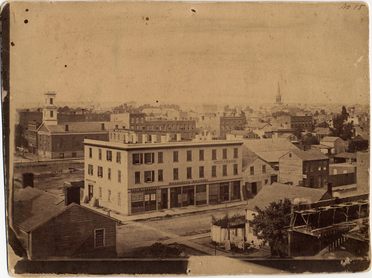 Buildings on Larned and Congress, 1860
