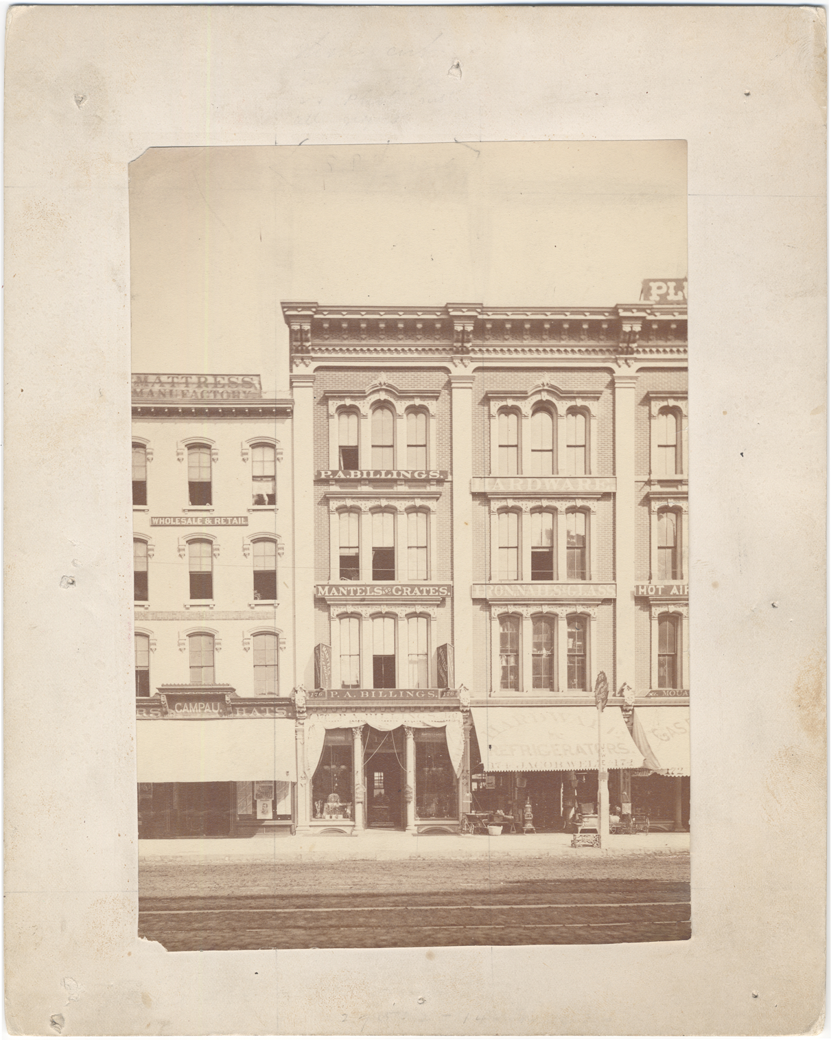 Buildings on Woodward above Gratiot, 1881