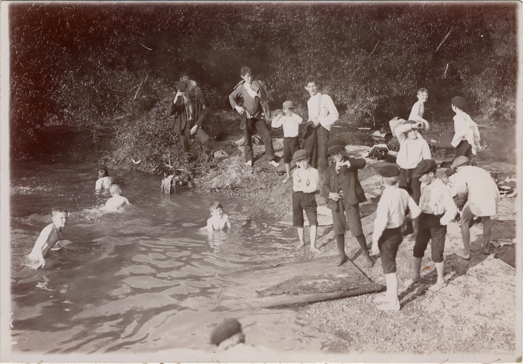 vintage boys swimming