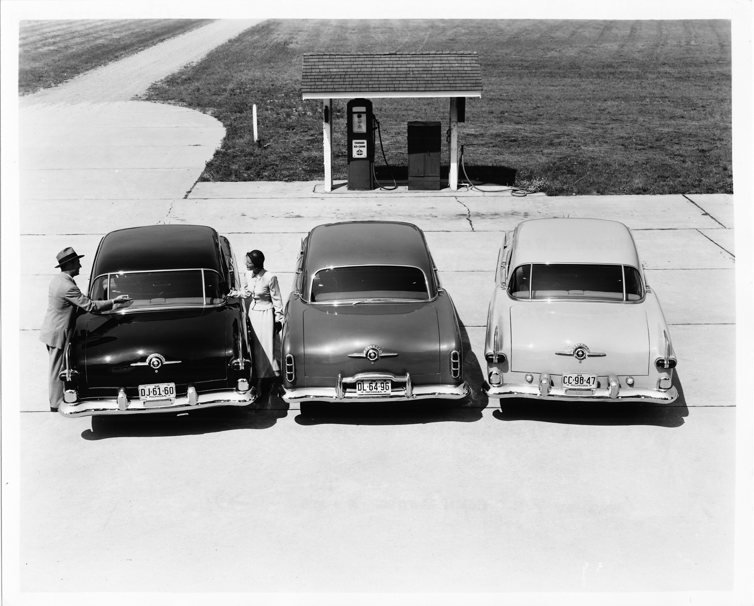 1951 Packards, rear view, at Packard Proving Grounds