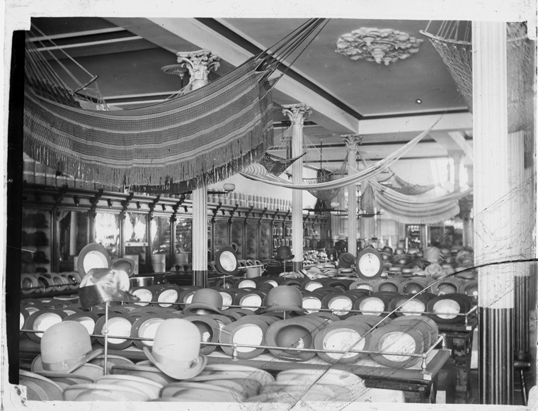 Inside Mabley & Co. hat store