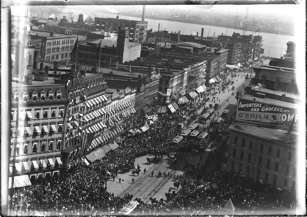 Large crowd of people on Woodward Avenue