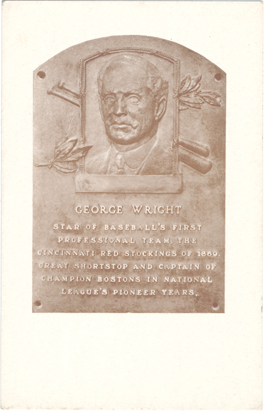 Biography and portrait of George Wright on plaque