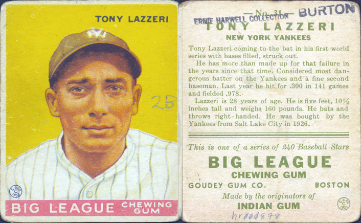 Old-Time Baseball Photos - TONY LAZZERI HAS ONE OF THE GREATEST