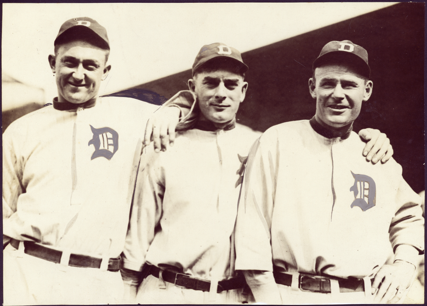 Detroit Tiger Ty Cobb, Babe Ruth, and Tris Speaker at an old