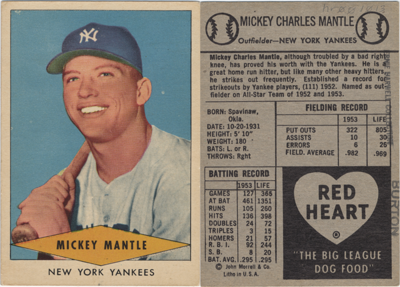 Mickey Mantle 1954 Topps Card Archival Print