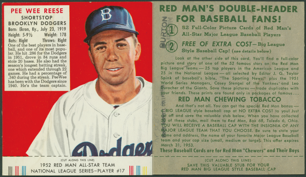 1952 Red Man Tobacco Pee Wee Reese