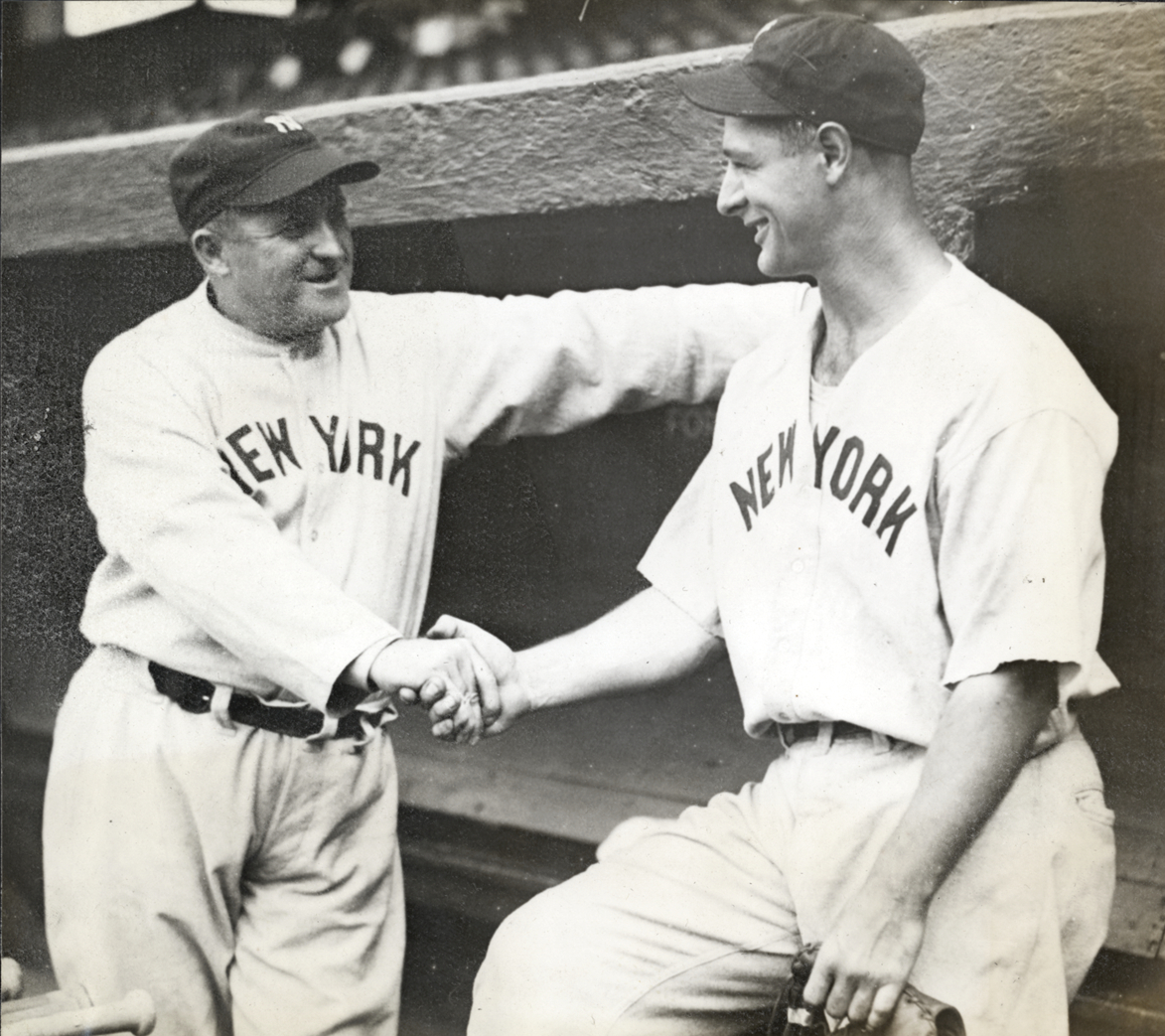 Joe McCarthy and Lou Gehrig shaking hands | DPL DAMS