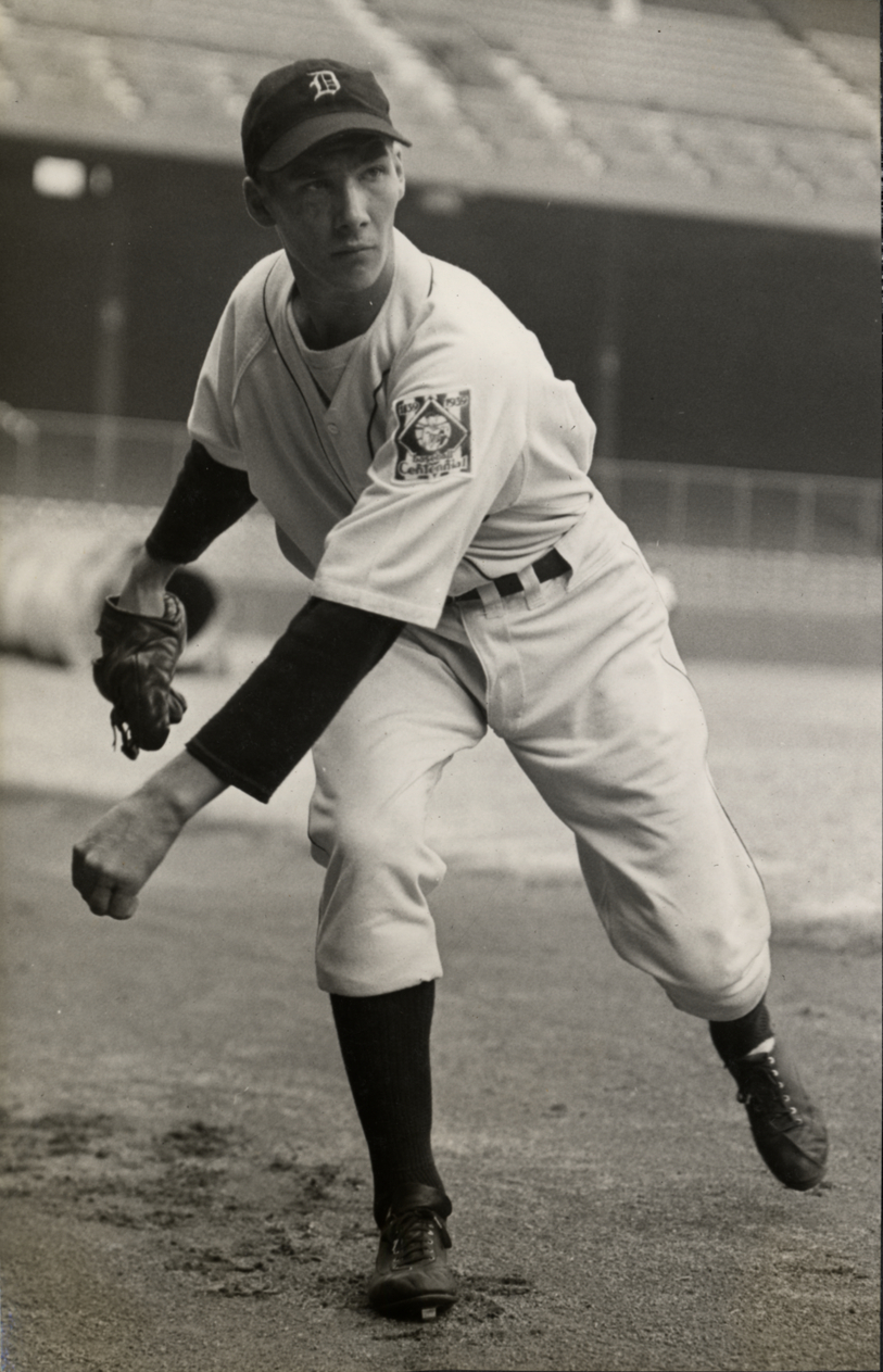 Pitcher Hal Newhouser of the Detroit Tigers poses for a portrait