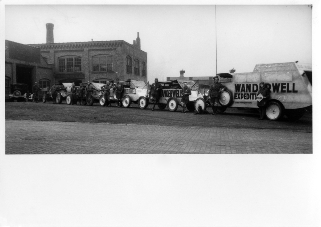 Wanderwell expedition vehicles in Detroit