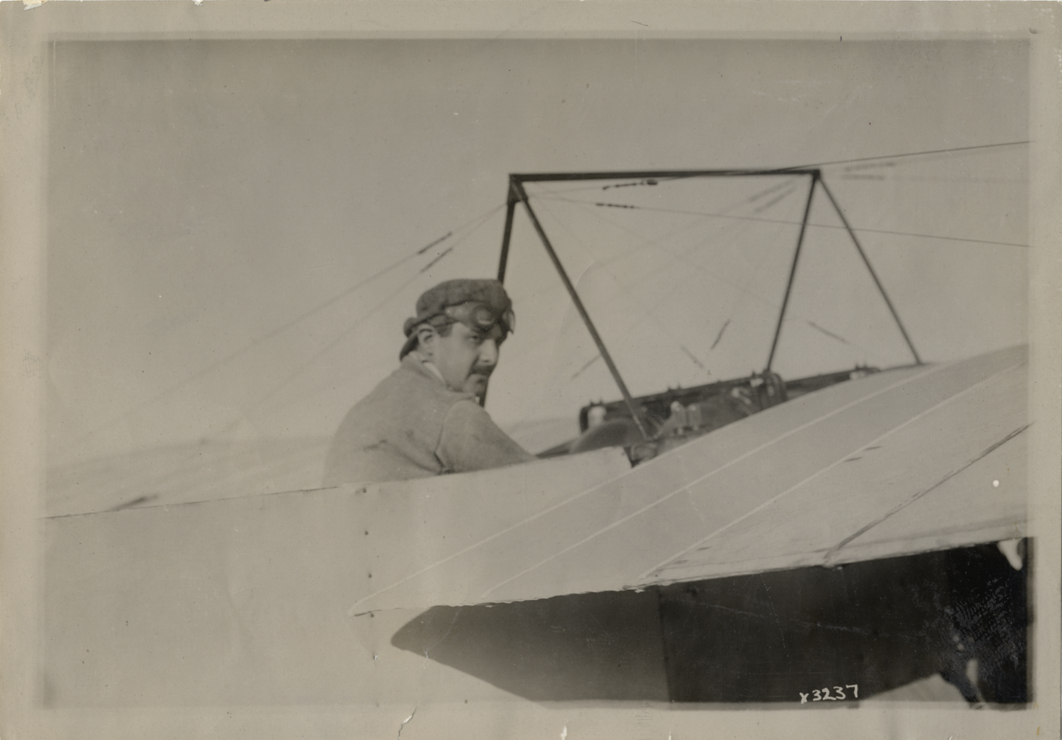 Aviator in airplane at Detroit aviation meet