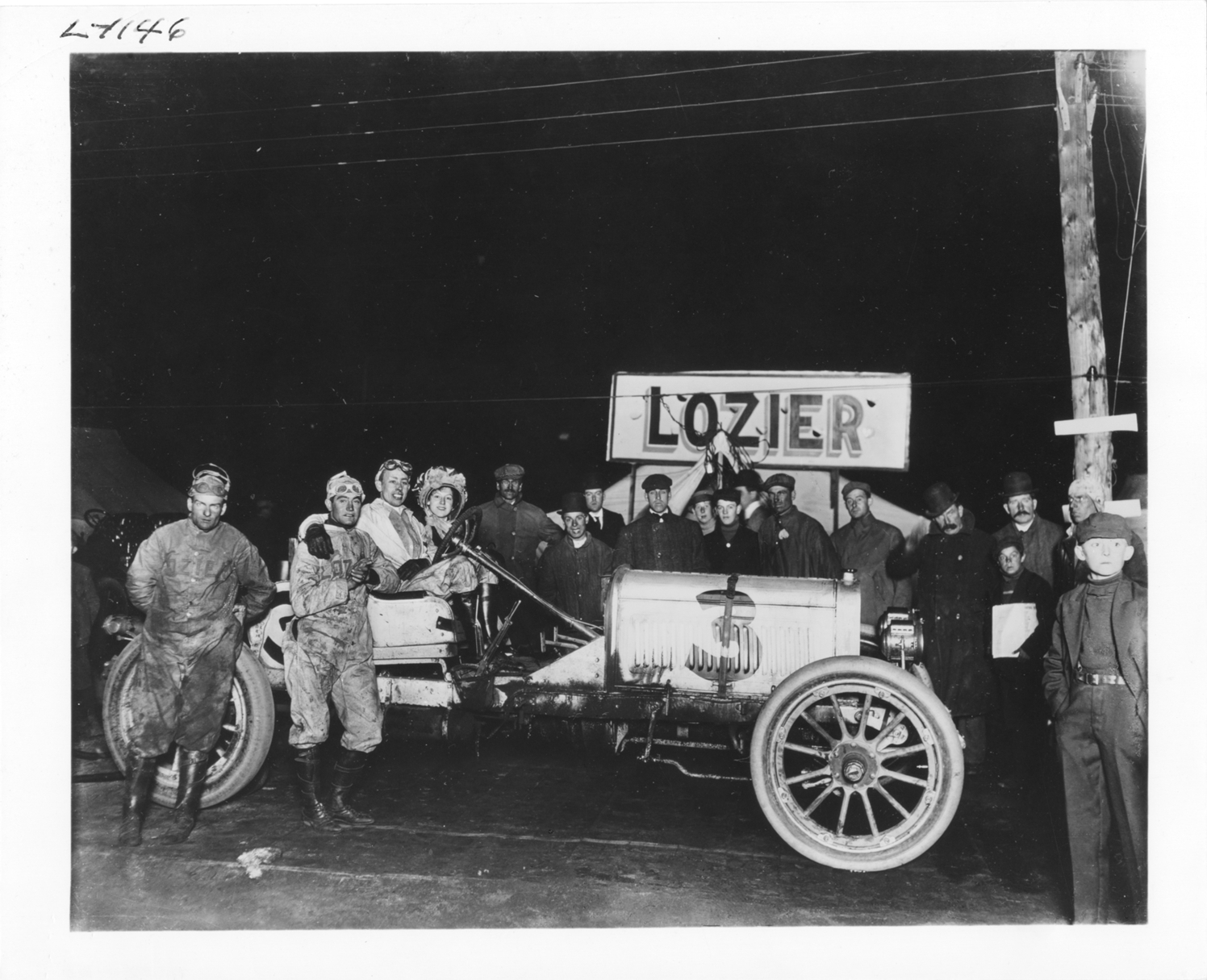 Ralph Mulford in Lozier racecar at Brighton Beach 24 hour race