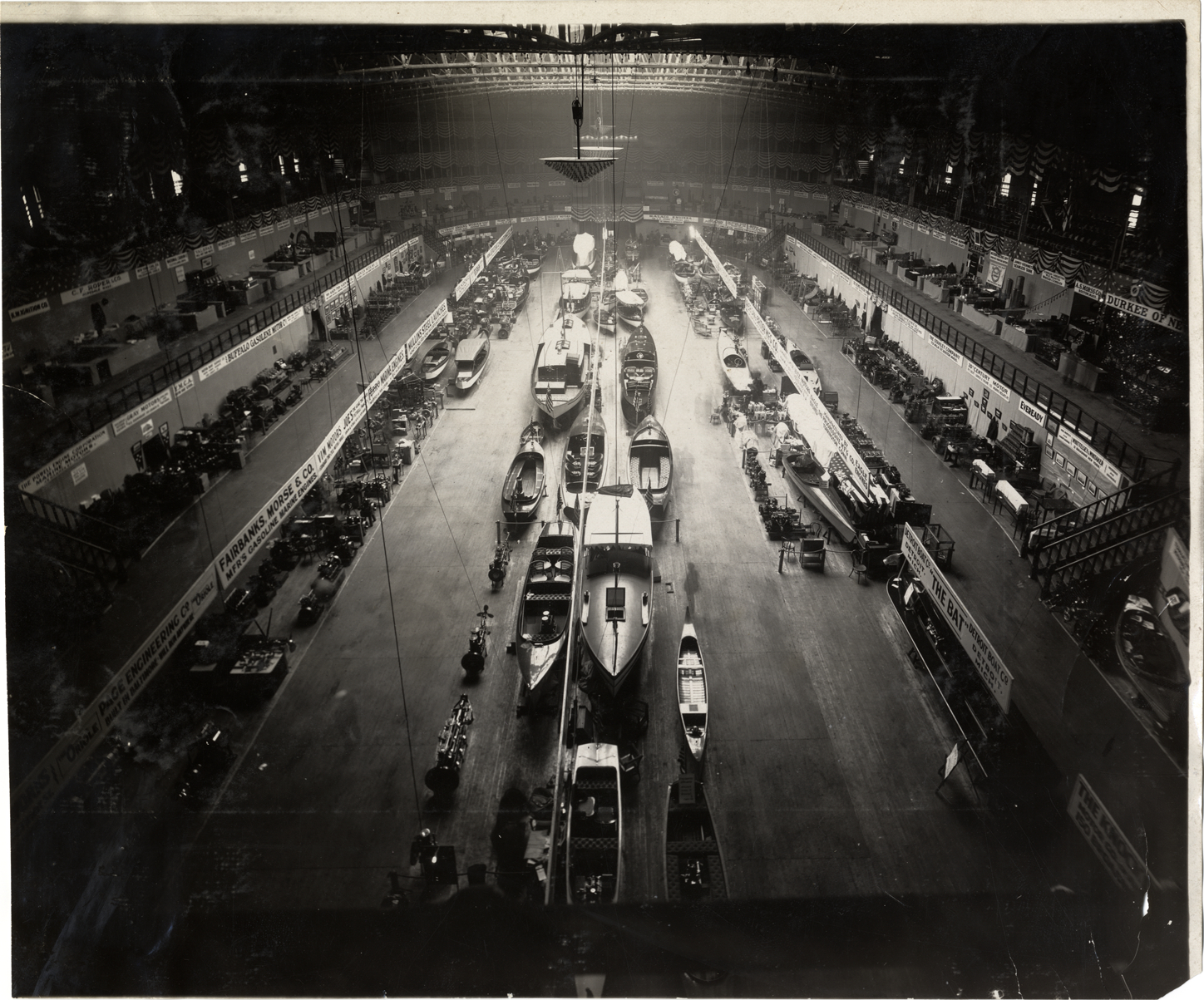 Vendor displays at 1909 New York Boat Show