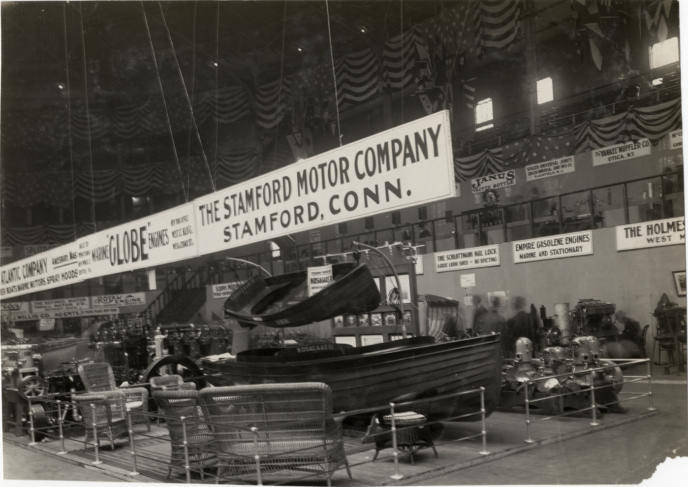 Stamford Motor Company display, 1909 New York Boat Show