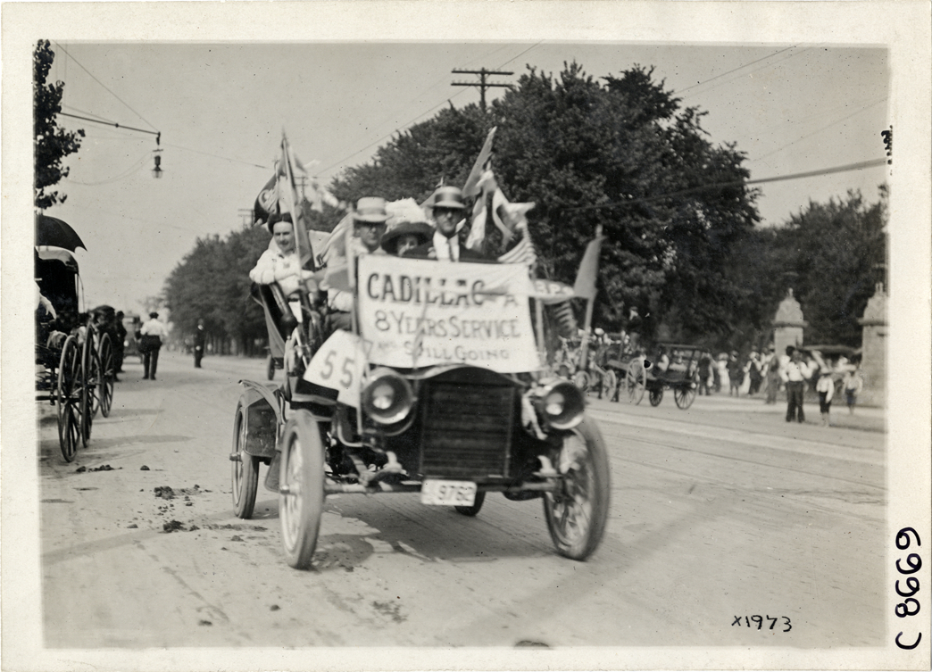 Cadillac automobile in parade, Elks Club convention, Detroit, Michigan