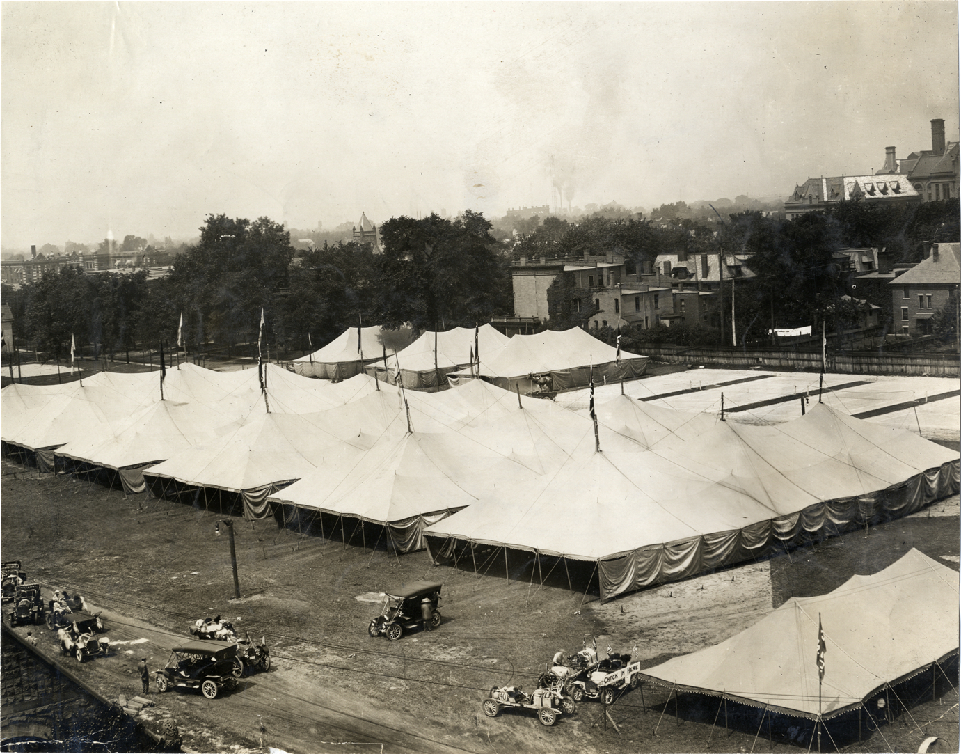 Tents in field, Elks Club convention, Detroit, Michigan