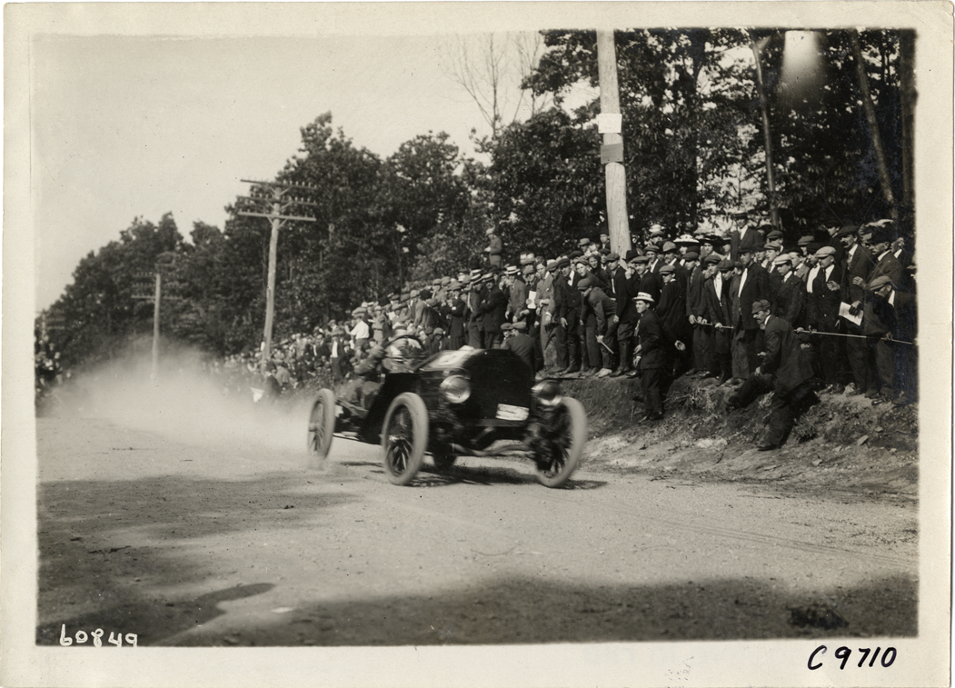 Driver in racecar, 1910 Dead Horse Hill Climb