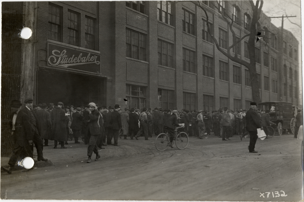 Workers at Studebaker factory