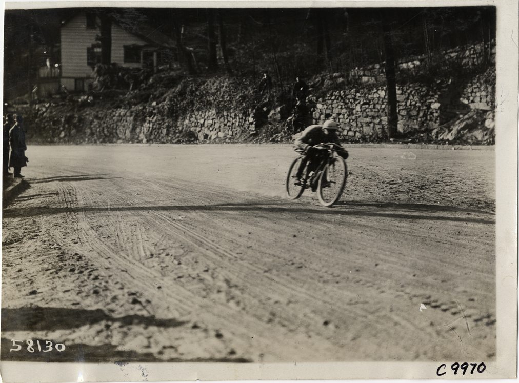 Motorcyclist, 1909 Edgewater-Fort Lee Hill Climb