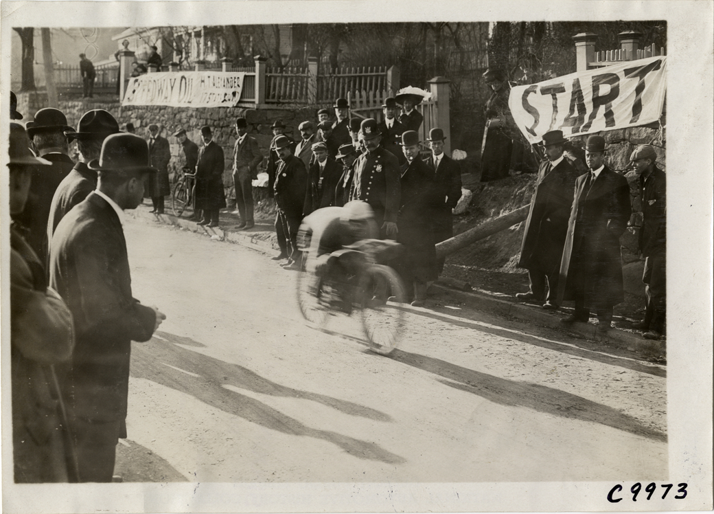 Motorcyclist, 1909 Edgewater-Fort Lee Hill Climb