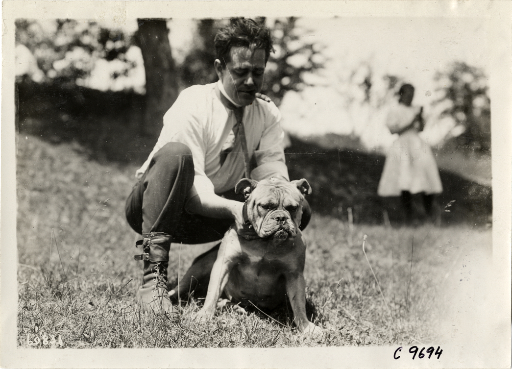 Man with dog, 1910 Dead Horse Hill Climb