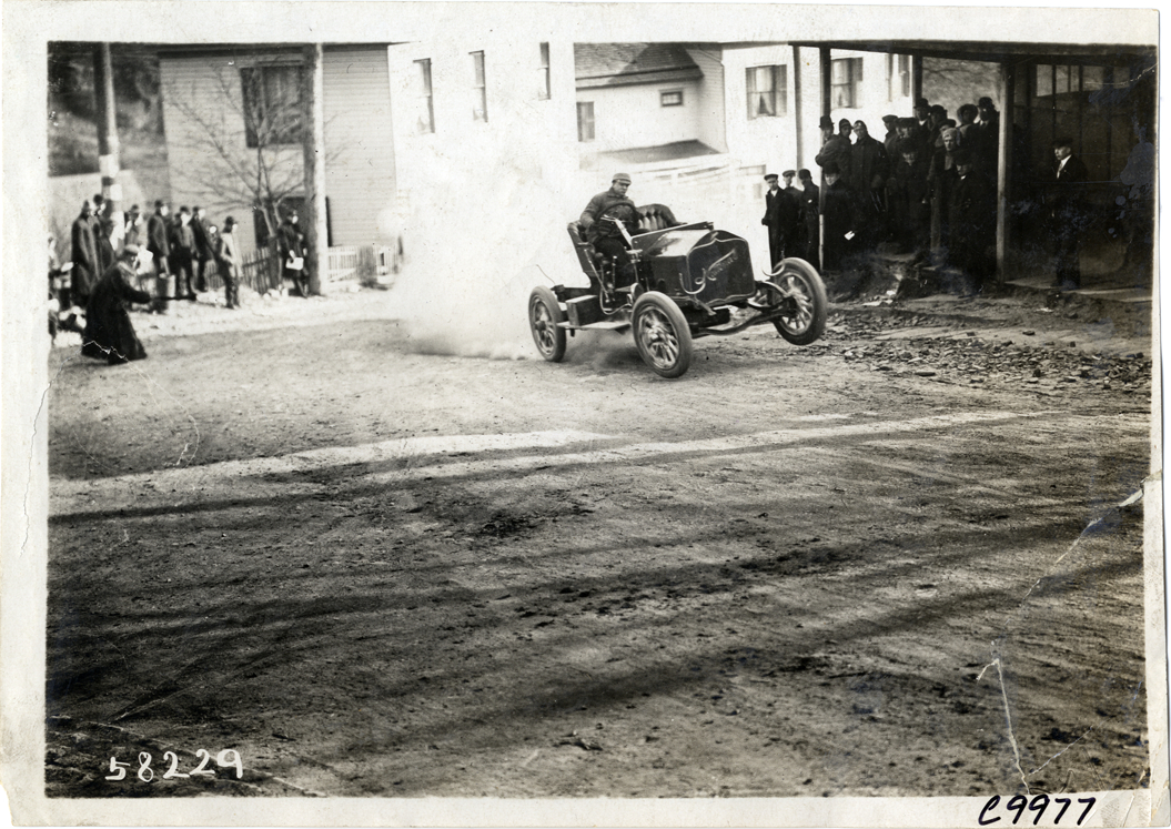 Driver in National racecar, 1909 Edgewater-Fort Lee Hill Climb