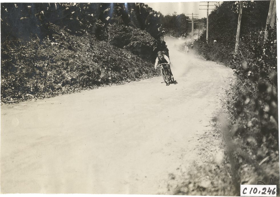 W. Wray racing Indian motorcycle, 1909 Shingle Hill Climb