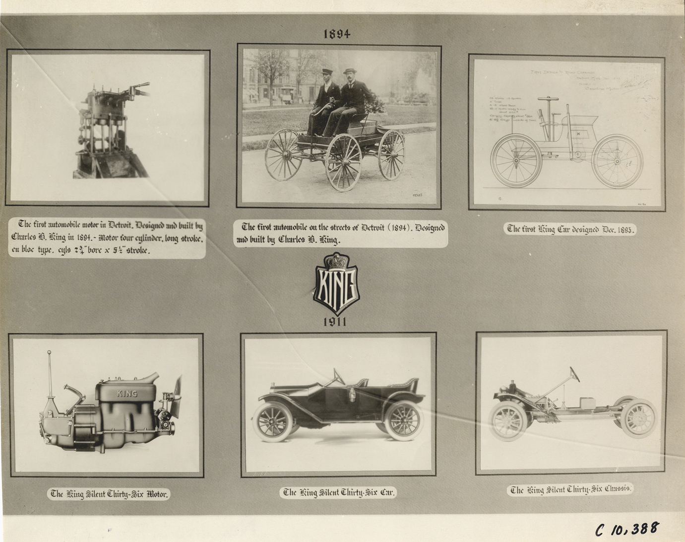 Six views of King automobiles and motors