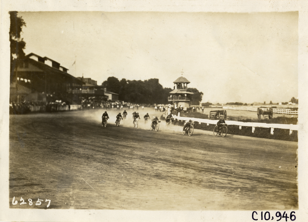 Motorcycle race, 1910 Point Breeze motorcycle races